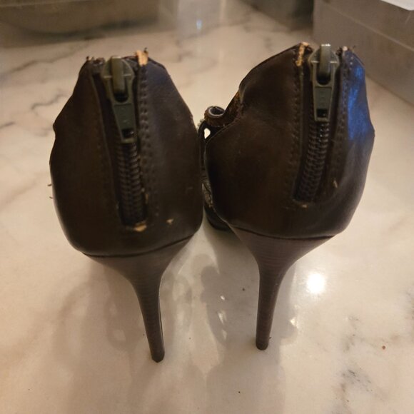 Bakers Brown Beaded Strappy Sandals Stiletto Heels - Picture 6 of 7